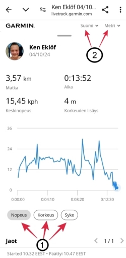 Liveseuranta kartta